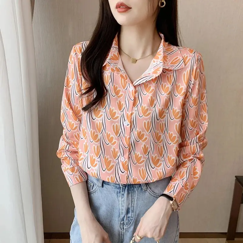 Nieuwe Elegante Print Blouses Casual Daily Dames Shirts Mode Vrouwen Button-Down Tops Blusa Mujer