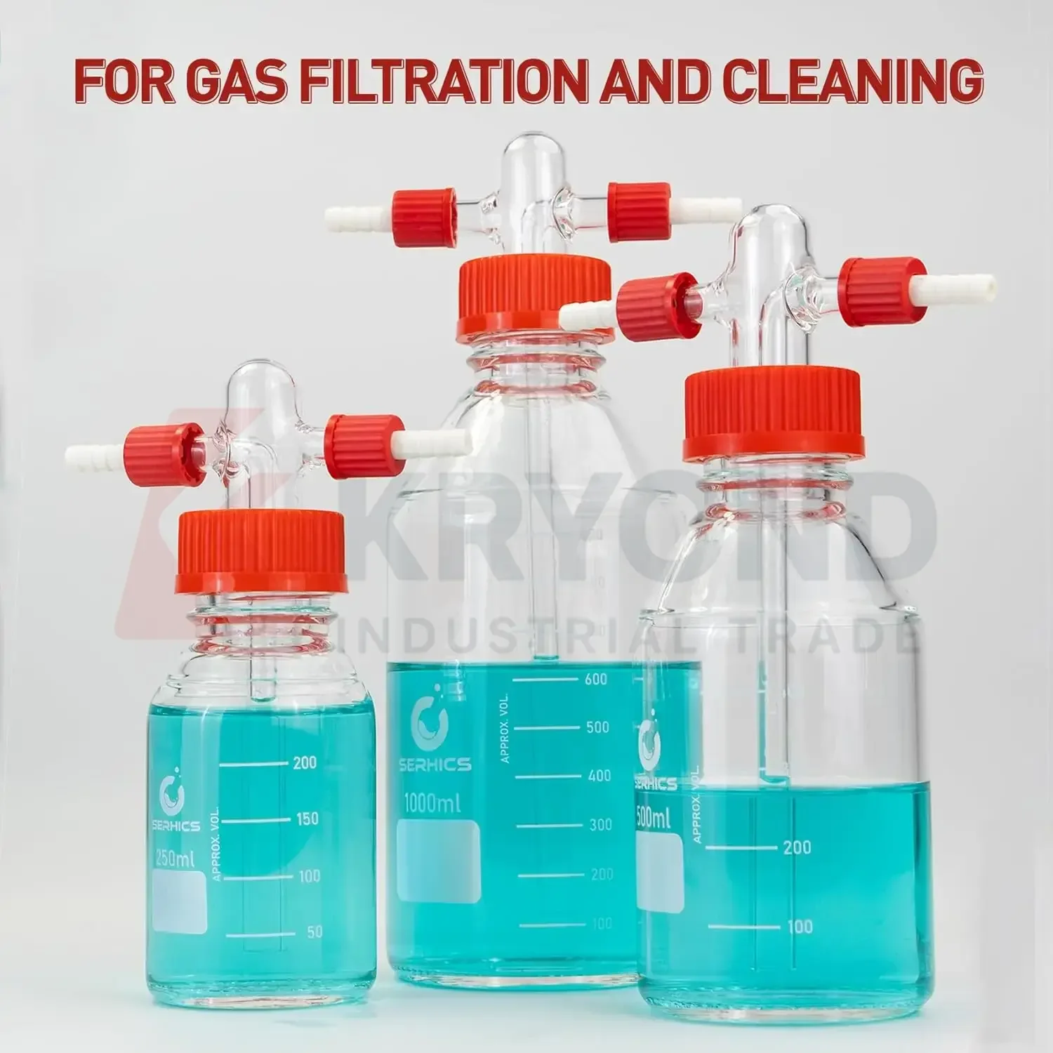 500ml GL45 High Borosilicate Spiral Mouth Gas Washing Cylinder Buffer Sealed Corrosion-resistant Safety Bottle Original Product