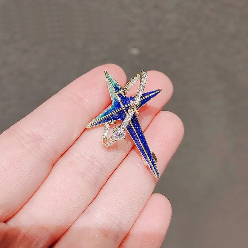 Hot New Cool Trendy Galaxy Planet Star Brooch Lapel Pin Badge Korean Style Suit Cardigan Anti-slip