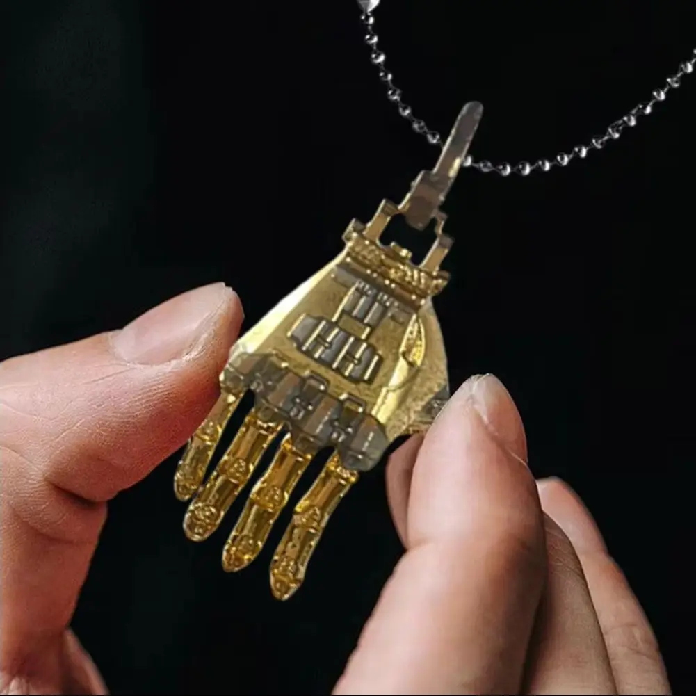 

2025 Men Necklace Robot Hand Pendant Mechanical Bionic Hand Pendant With Chain Movable Finger Joints Robot Hand Charm Jewelry