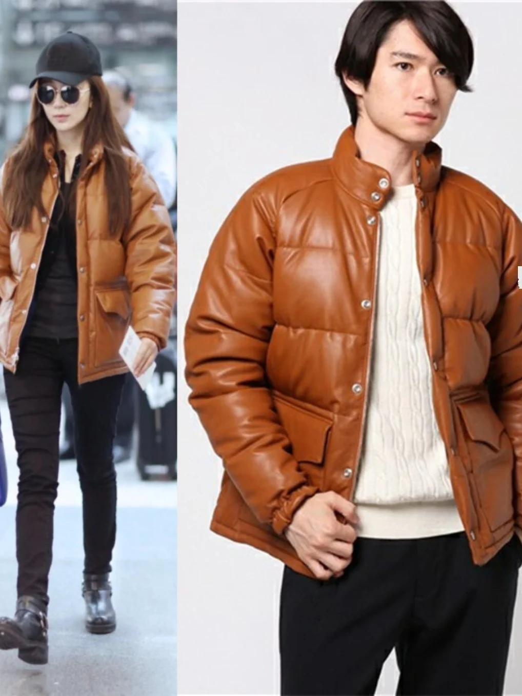 Horseskin down jacket Kimura Takuya leather jacket for men and women