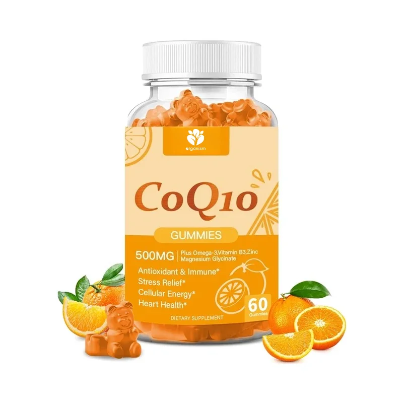 

Coenzyme Q10 500mg gummies Omega-3 magnesium, vitamin B3, and zinc, beneficial antioxidants, vegan, non GMO