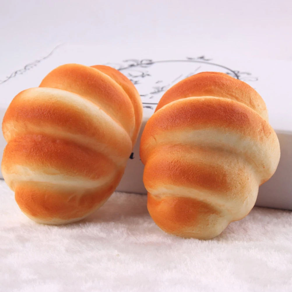 

2pcs Croissant Model Realistic Bread Props Artificial Ornaments PU Material Home Decor Photography Display Fake Food