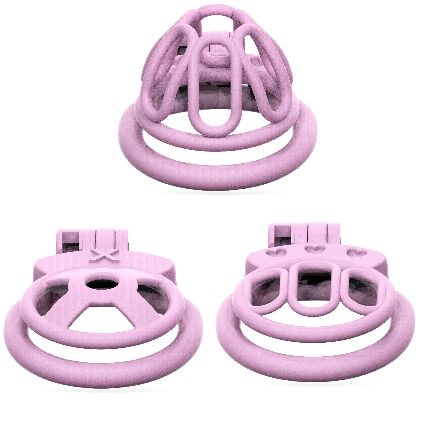 New Pseudo-feminine Chastity Lock Plate Men Abstinence Device Pink Chastity Cage Adult Sex Toy