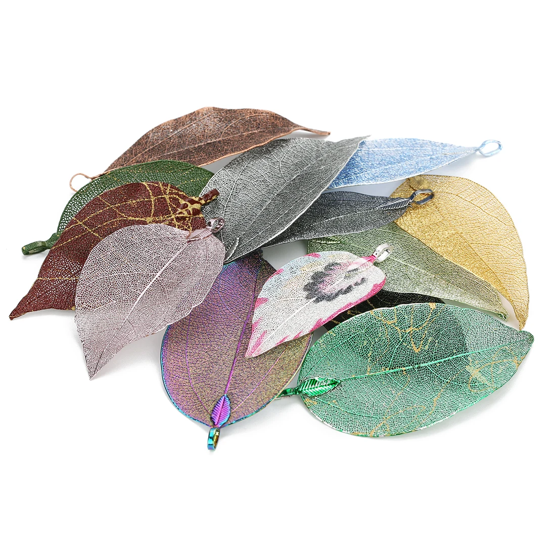 2pcs 3/4/6cm Leaf Vein Pendant Leaves Colorful Charms Jewelry Making DIY Necklace Choker Earring Hairpin decoration Accessory
