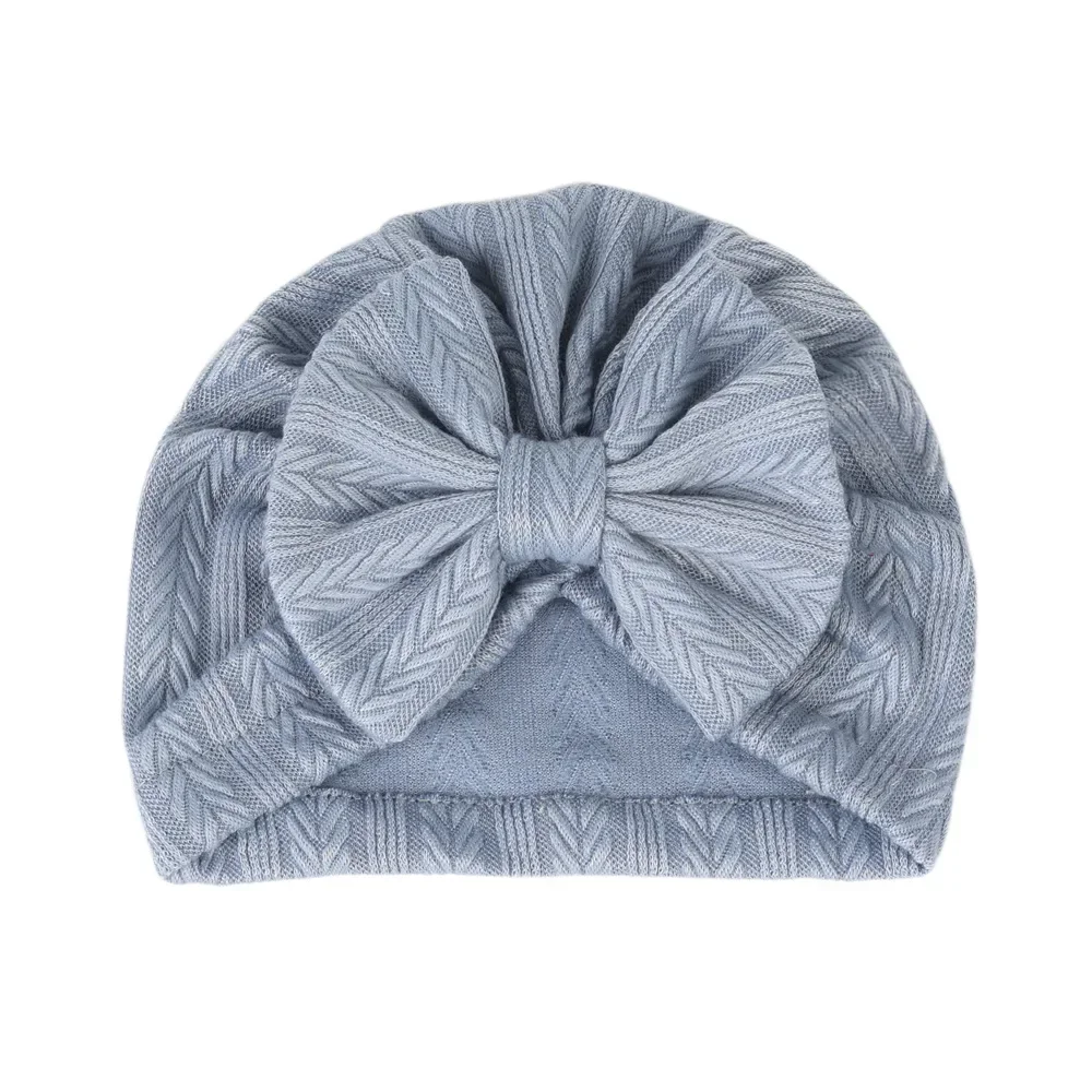 Chapéu de turbante elástico macio para bebê com arco, gorro infantil, respirável, cor sólida, gorro para menina, recém-nascido, infantil, primavera,