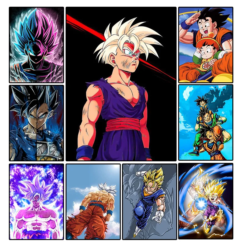 Japanese Anime Cartoon Canvas Painting Dragon Ball Z Goku Poster Print Mural Pictures Wall Art Living Room Home Decoration Gifts