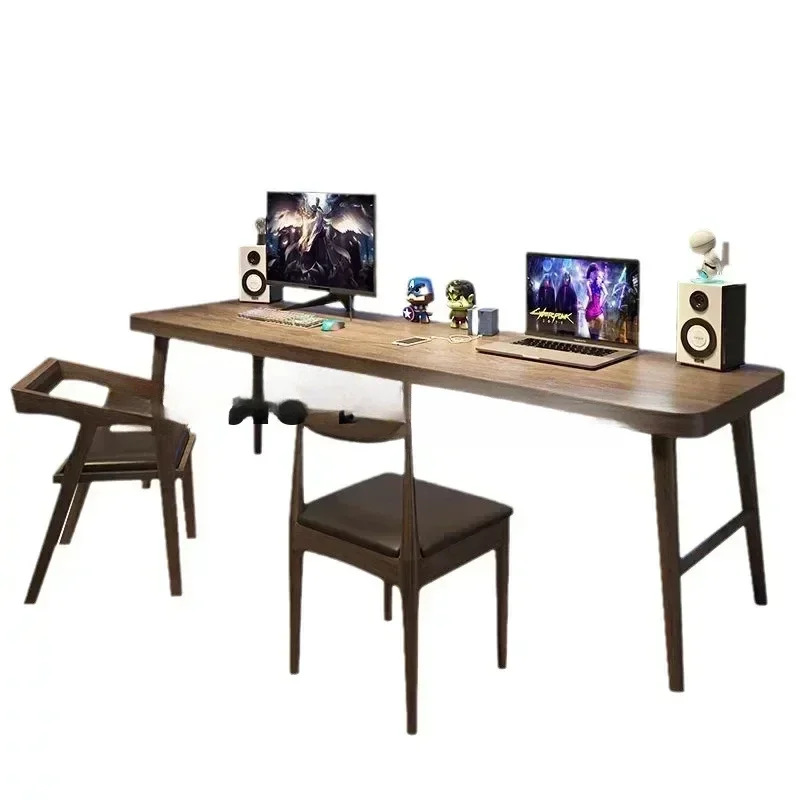 Mesas de escritório de madeira para computador, mesa de escritório de luxo com luz doméstica, aprendizagem, escrita, equipamento de trabalho longo