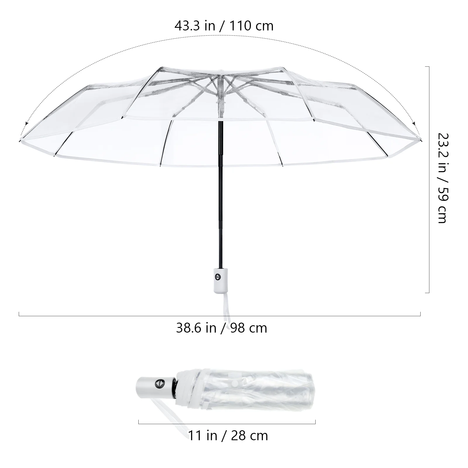 Fully Automatic Three-fold Transparent Rain Clear Umbrella For Kidss For Adults Clear Folding Rain Clear Umbrella For Kidss