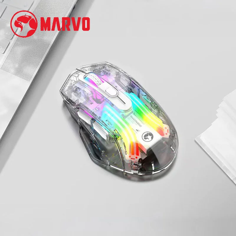 Проводная игровая мышь MARVO M413 Prism 40, RGB ходовые огни, 6 клавиш, регулируемый чип 7200 точек на дюйм, прозрачная мышь 725f для ПК/ноутбуков