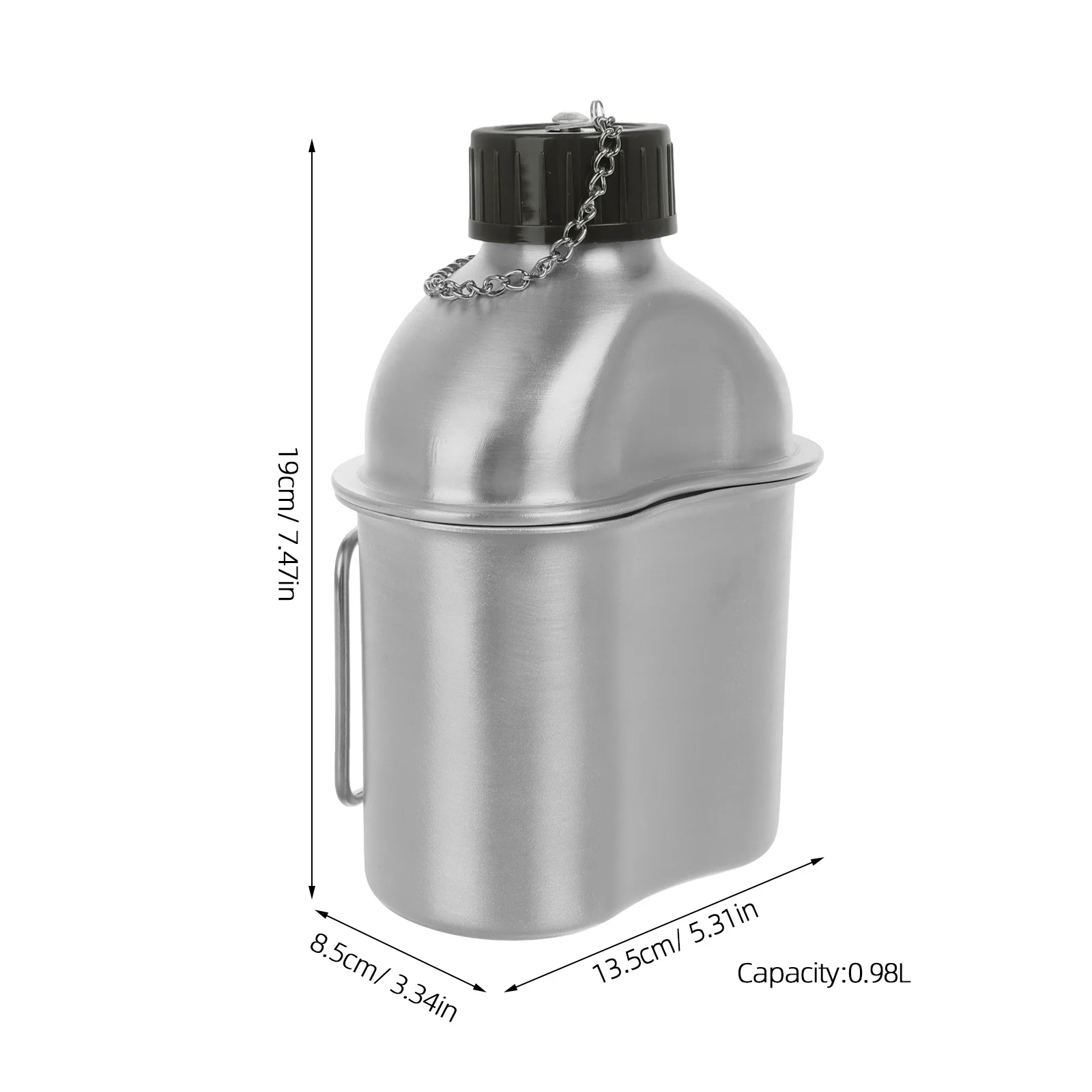 مجموعة إبريق ماء من الألومنيوم سعة 0.98 لتر خفيفة الوزن ومتينة للتخييم والتنزه والتدريب ومحمولة متعددة الوظائف ومقصف السفر