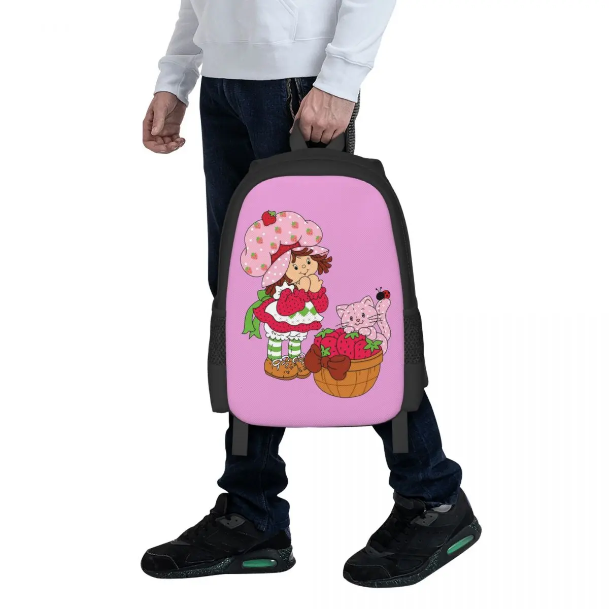 Strawberry Shortcake Student Backpack School Bag Hiking Travel Daypack for Boys Girls Fashion Bookbag Shoulder Bags