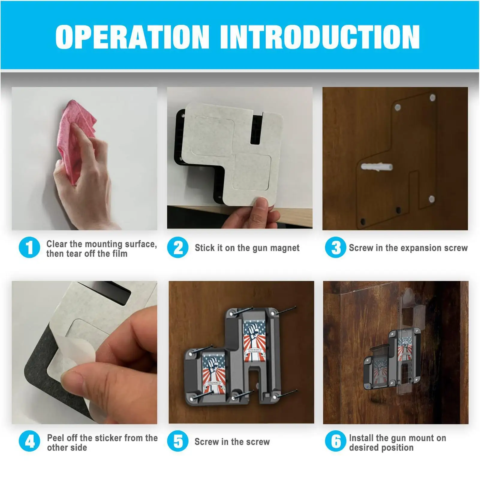 Staffa per pistola a doppio sedile Magnete Porta pistola Accessori per pistola Supporto per riviste Fondina Espositore per stoccaggio per Glock G17 G19 G22