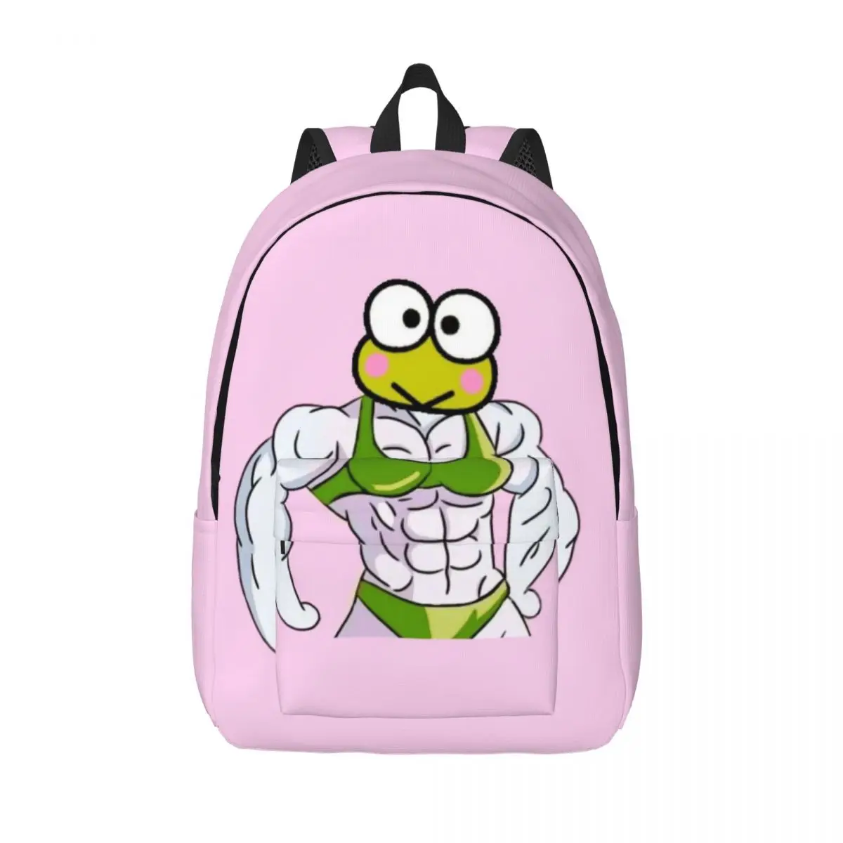 Custom MuscleCute Kerokero Keroppi Canvas Backpack for Women Men College School Student Bookbag Fits 15 Inch Laptop Bags