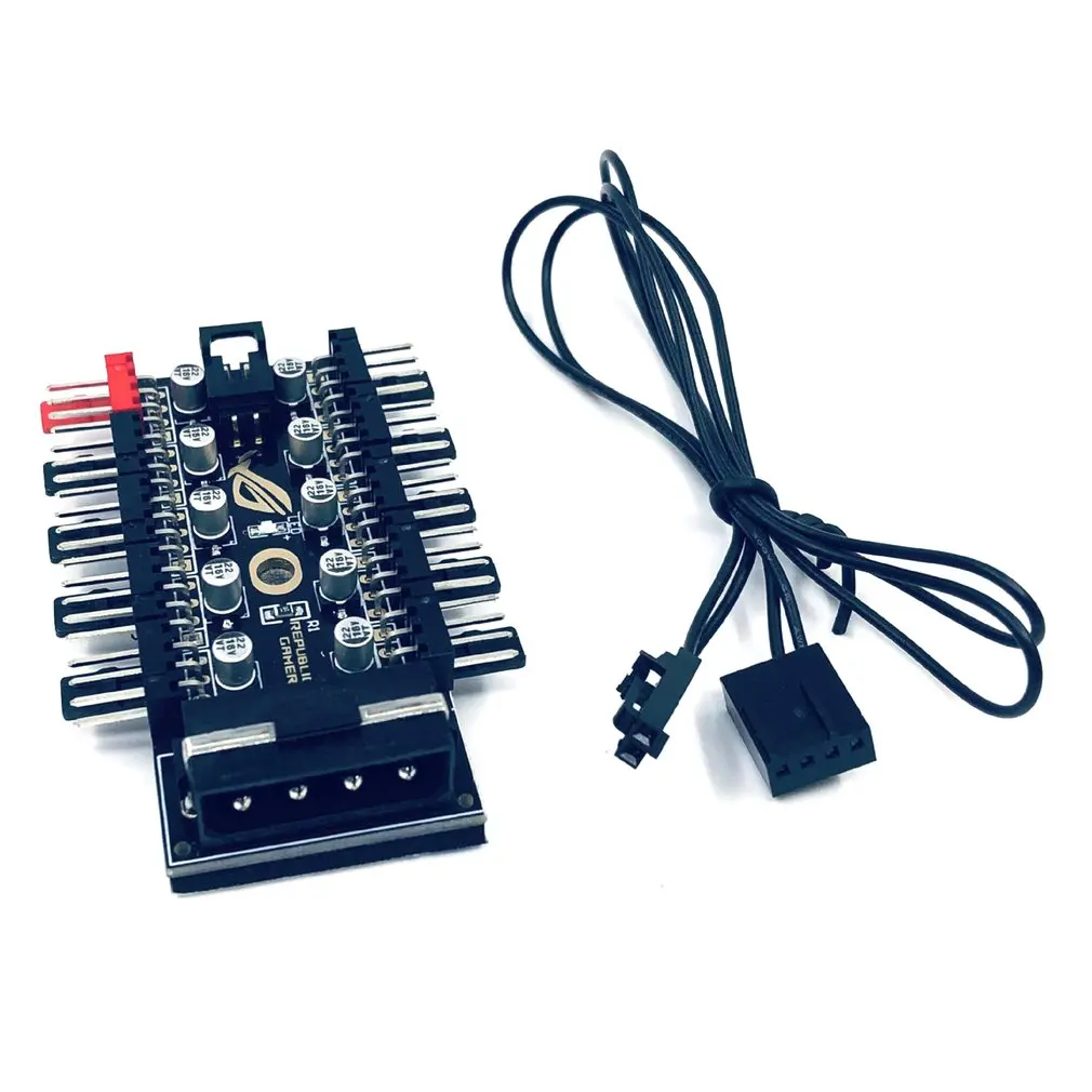 

PC 1 to 10 4Pin Cooling Fans Hub Splitter Cable 12V PWM LED Sata Power Suppply Adapter Speed Controller For Computer Mining