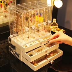 Große Kapazität Transparent Acryl Schmuck Lagerung Box Für Mädchen Ohrringe Halskette Display Schublade Geschenk