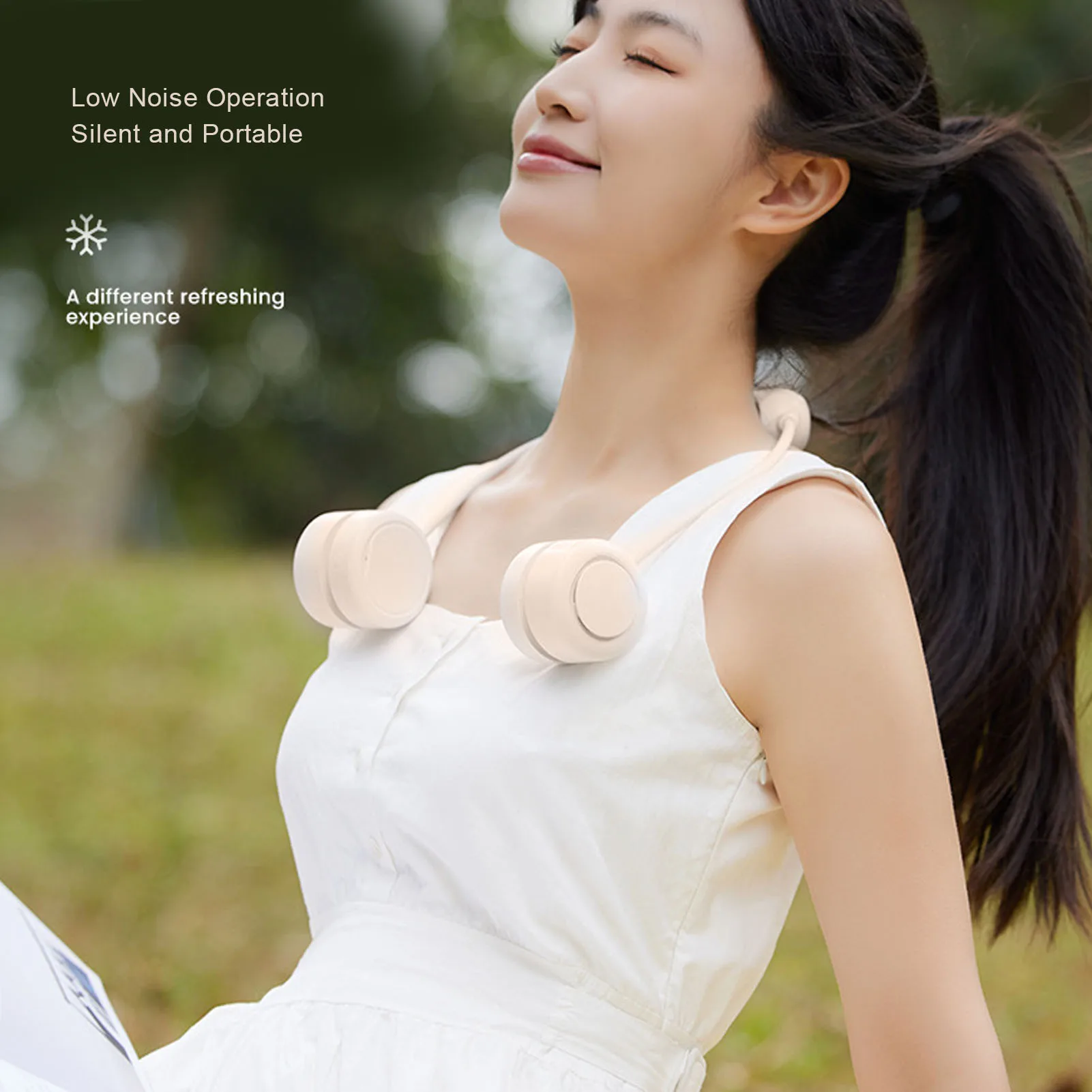 مروحة معلقة للرقبة، 3 تروس، تصميم مريح قابل للتعديل، مروحة رقبة هادئة قابلة للطي يمكن ارتداؤها لمروحة الرقبة المحمولة لركوب الدراجات على الشاطئ