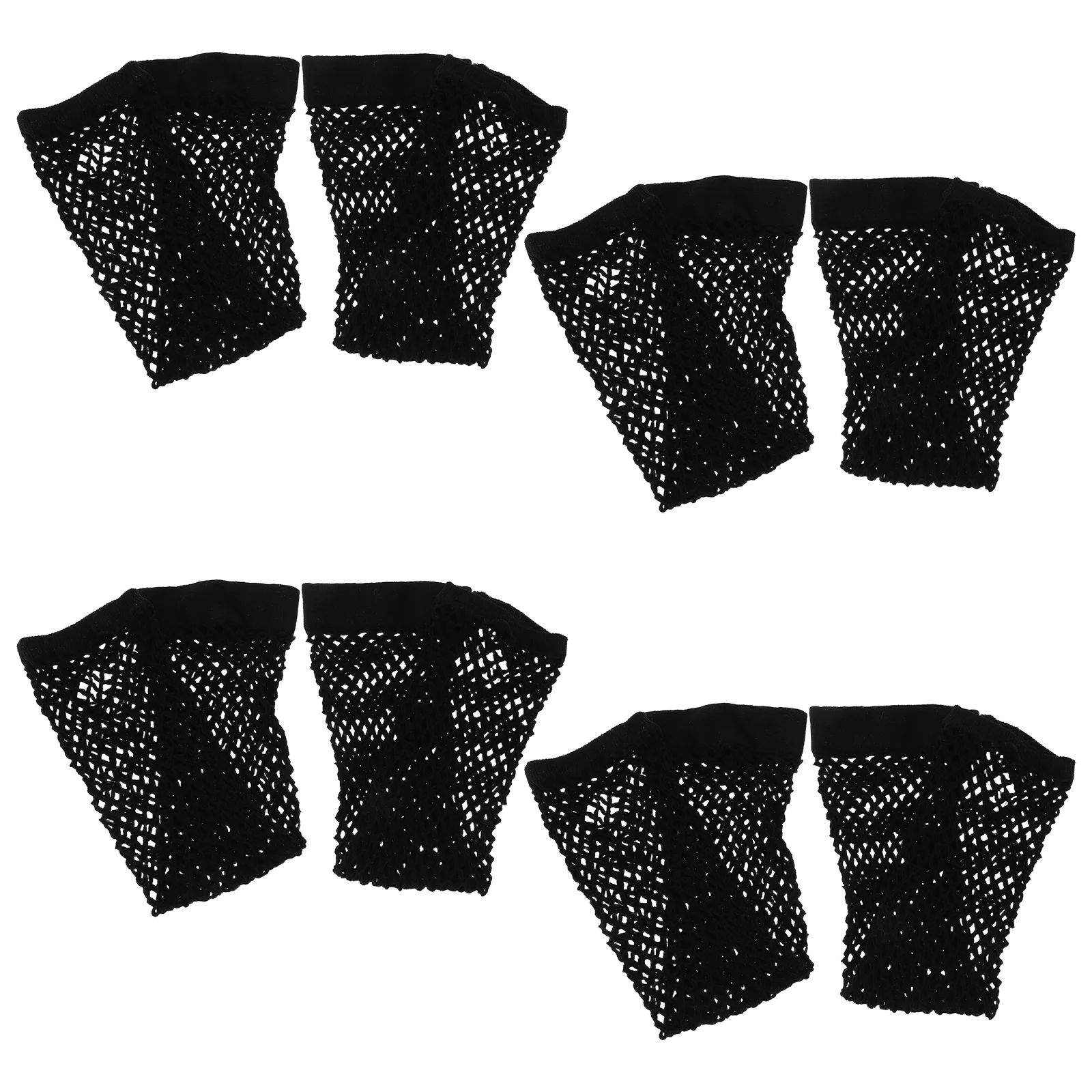 

4Pair Fishnet Mesh Black Fingerless Gloves Breathable Dance Performance Costume Accessories Party Stage Nightclub
