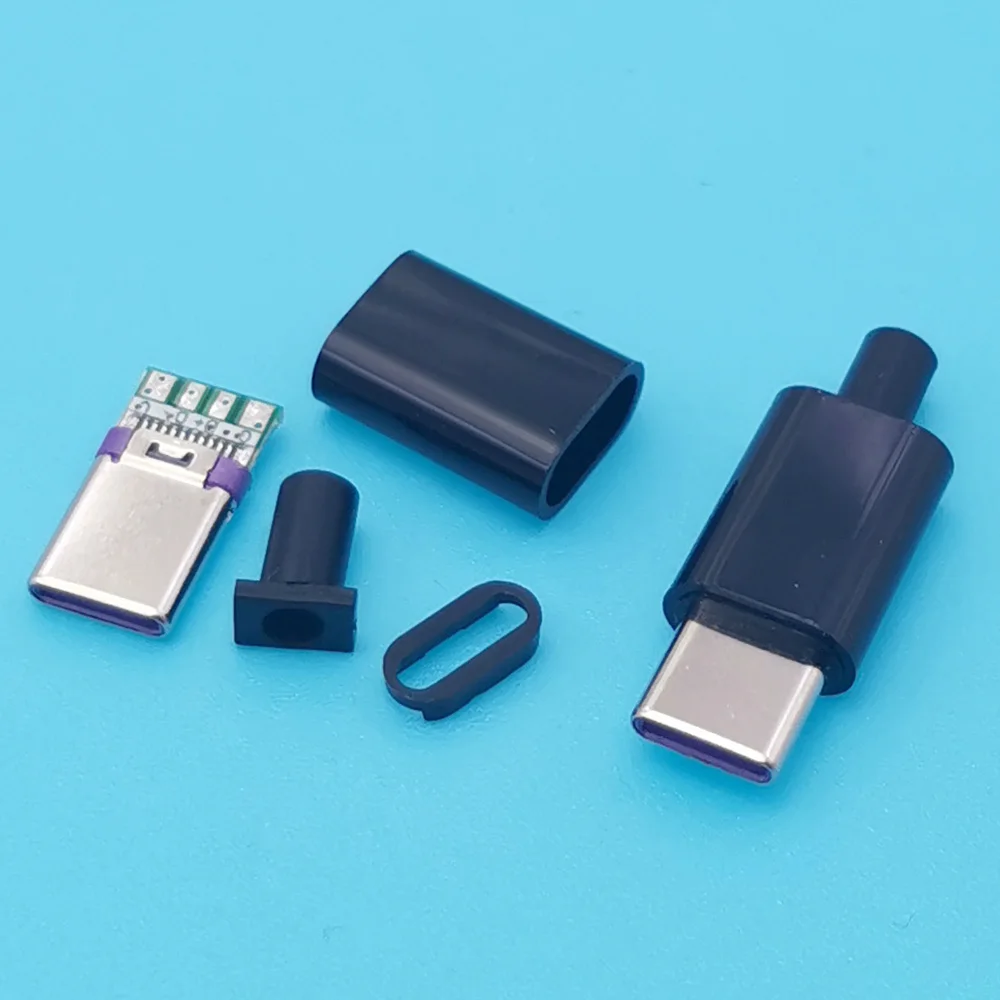 Adaptador de conector de soldadura USB tipo C 3,1, enchufe macho de 24 pines con carcasa, enchufes de carga rápida tipo C, accesorios de Cable de datos, 1 ud.