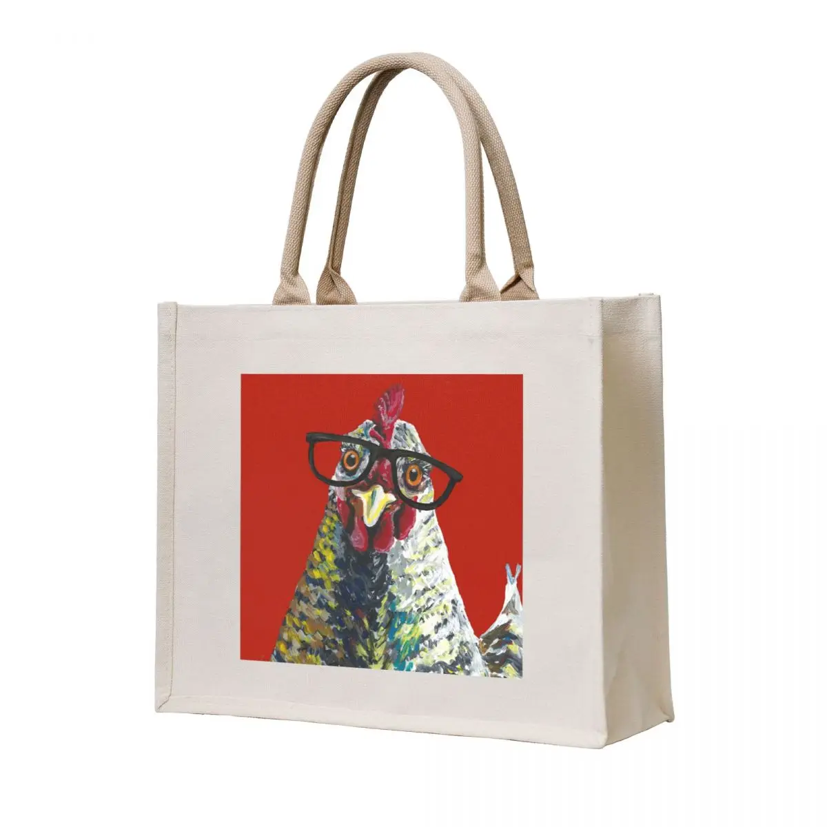 

Funny Chicken art, Chicken with glasses Tote Bag Custom bag university shopper bag shopping trolley tote