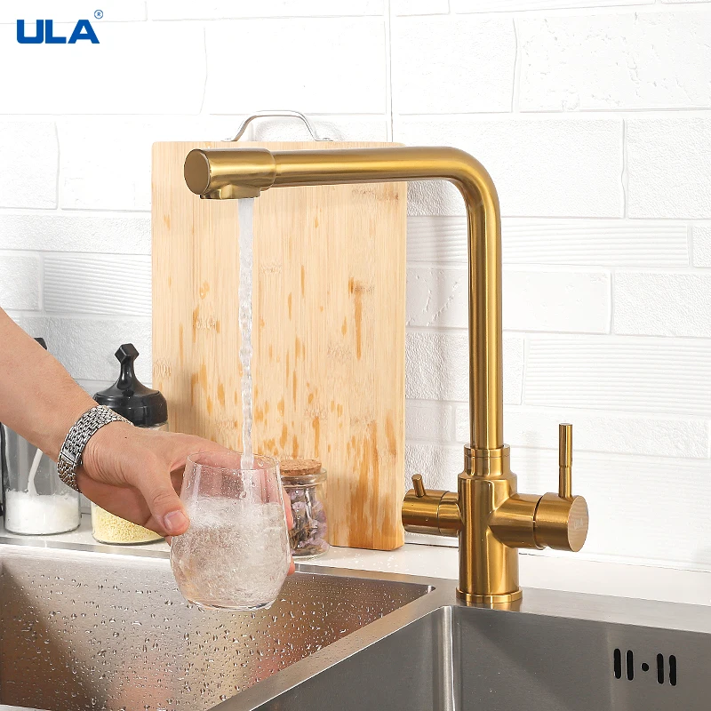 ULA Filter Faucet Kitchen Black Gold Brushed Kitchen Mixer 360 Rotate Drinking Sink Faucet Water Purification Tap For Kitchen