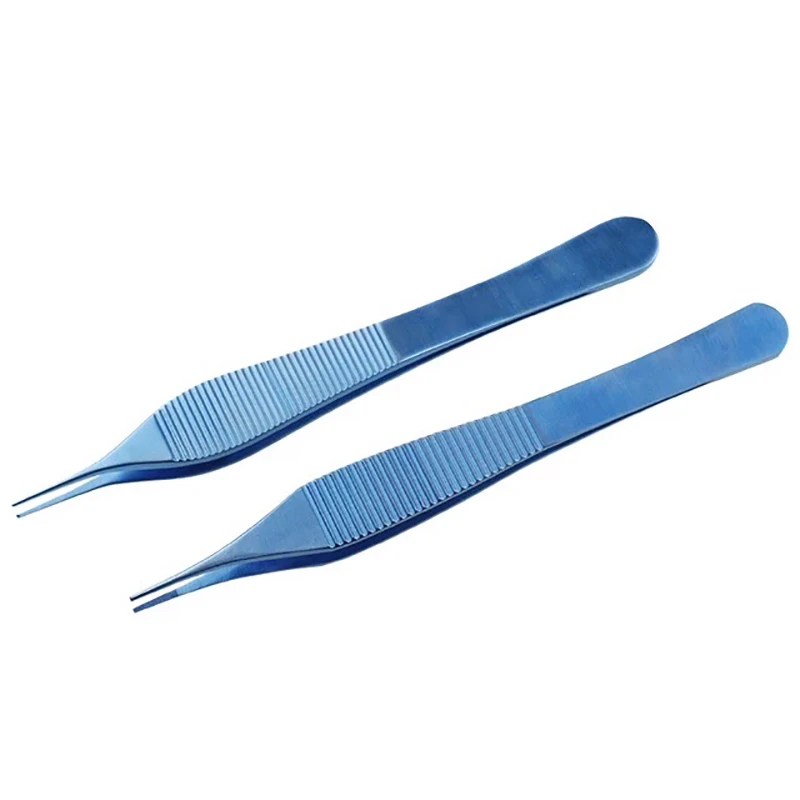 1pcs Titanium Adson Weefsel Tang Oogchirurgie Pincet Gekartelde Tips/Tanden Oogheelkundige Autoclaveerbare Chirurgische Instrumenten