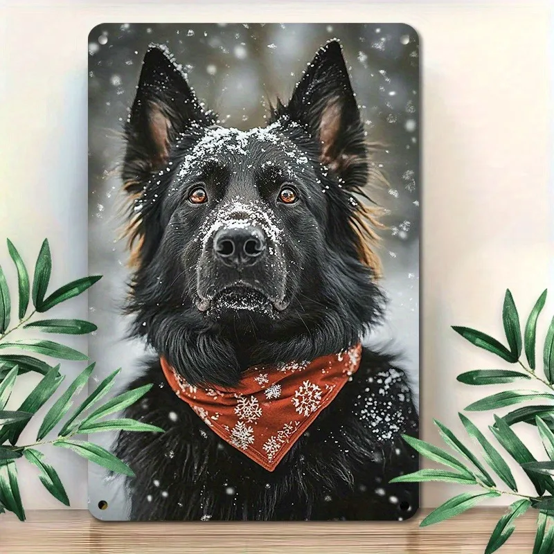 

Snowy Scene German Shepherd Aluminum Metal Sign, Perfect for Creating A Cozy and Loving Ambiance in Homes, Decorative Wall Decor