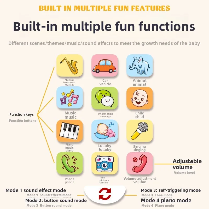 Morsure éducative intelligente pour enfants, musique intelligente, effet lumineux, apprentissage de l'histoire, Simulation de téléphone portable, jouets interactifs, cadeaux