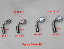 3/8-24, 7/16-20 Female Swivel Brake Fittings 90 Degree Bending for Braided Hose An3, An4