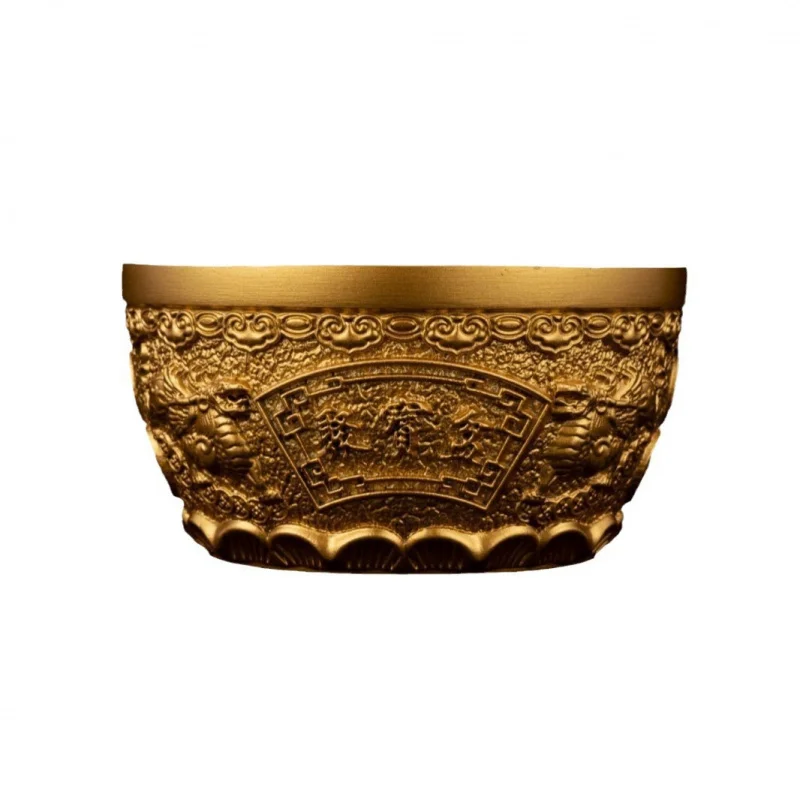 Brass Kirin Treasure Ornament, Copper Basin Decoration Office Home, Craft Gift for Attracting Wealth and Fortune