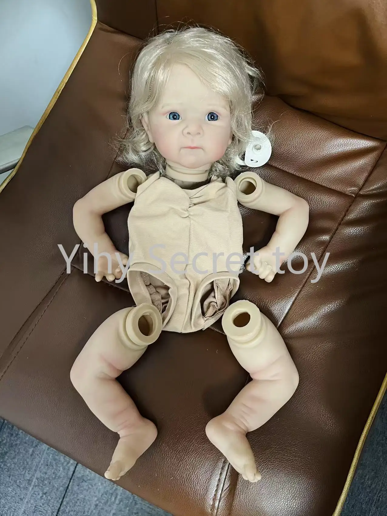 

18inch Reborn Doll Kit Awake Bettie with Blonde hair Already Painted Doll Parts Painted 3D Skin with Visible Veins Name on Back