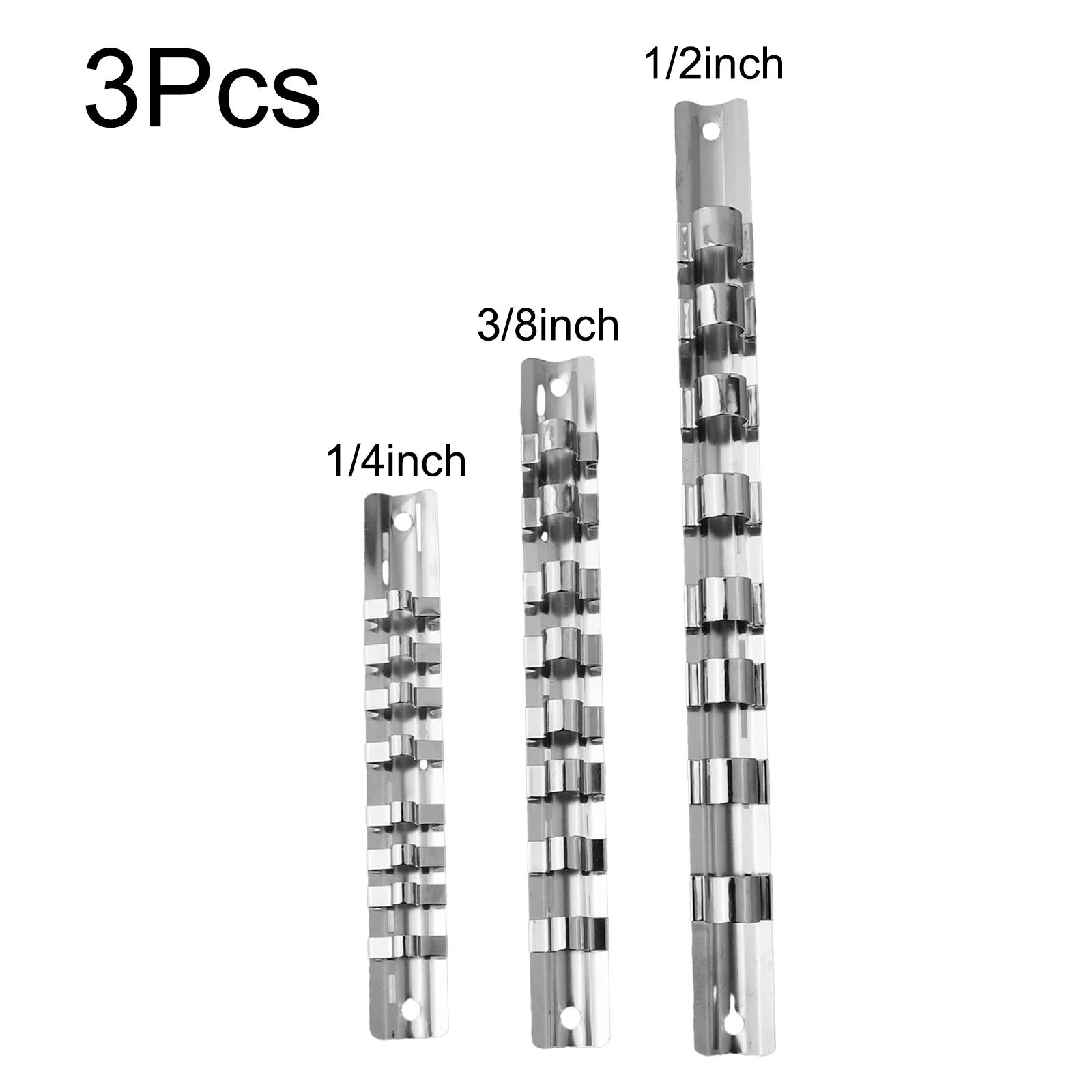 Socket Rack Holder 150/190/260mm With 8 Clips On Rail Tool Organizer Storage Wall-mounted Rail For Workshop Garage Storage