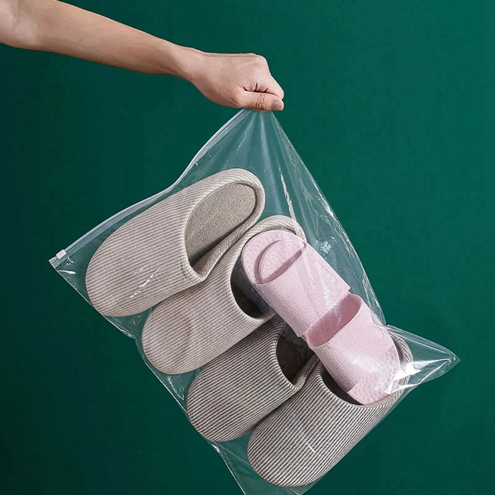 PE Transparent Shoe Storage Bag Dust Proof Moisture-Proof Sealed Bag Travel Zipper Bag Portable Waterproof Shoe Cover Shoe Bag