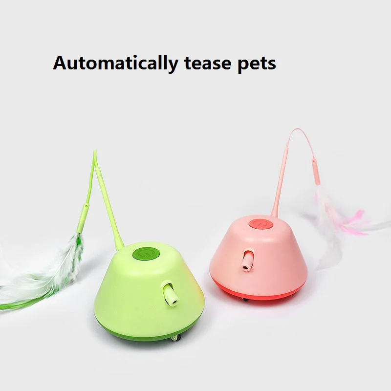 Funny cat toy electric intelligent feather funny cat stick turntable fishing cat rod automatic change direction cat toy