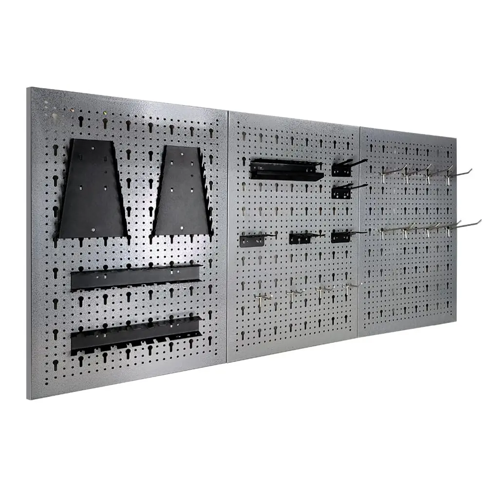 

JZD Metal Wall Mount Pegboards, Steel Tools Organizer System with 22 Hooks for Garage