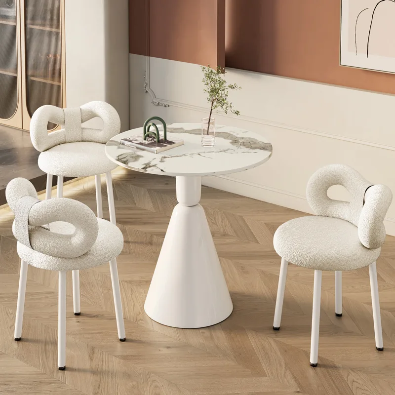

chairs Internet celebrity small coffee table Modern simple leisure area layout Household outdoor round rock slab three-piece set