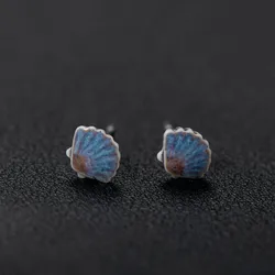 Multicolor Small Seashell Cute Ceramic Earrings With  Anti allergic Pin  Handmade And Wholesale Z749