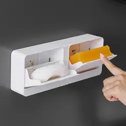 Soap Holder Double Grids Drain Rack With Lid Bathroom Bathroom Accessories Home Appliance Soap Dish Wall Mounted Soap Holder Box