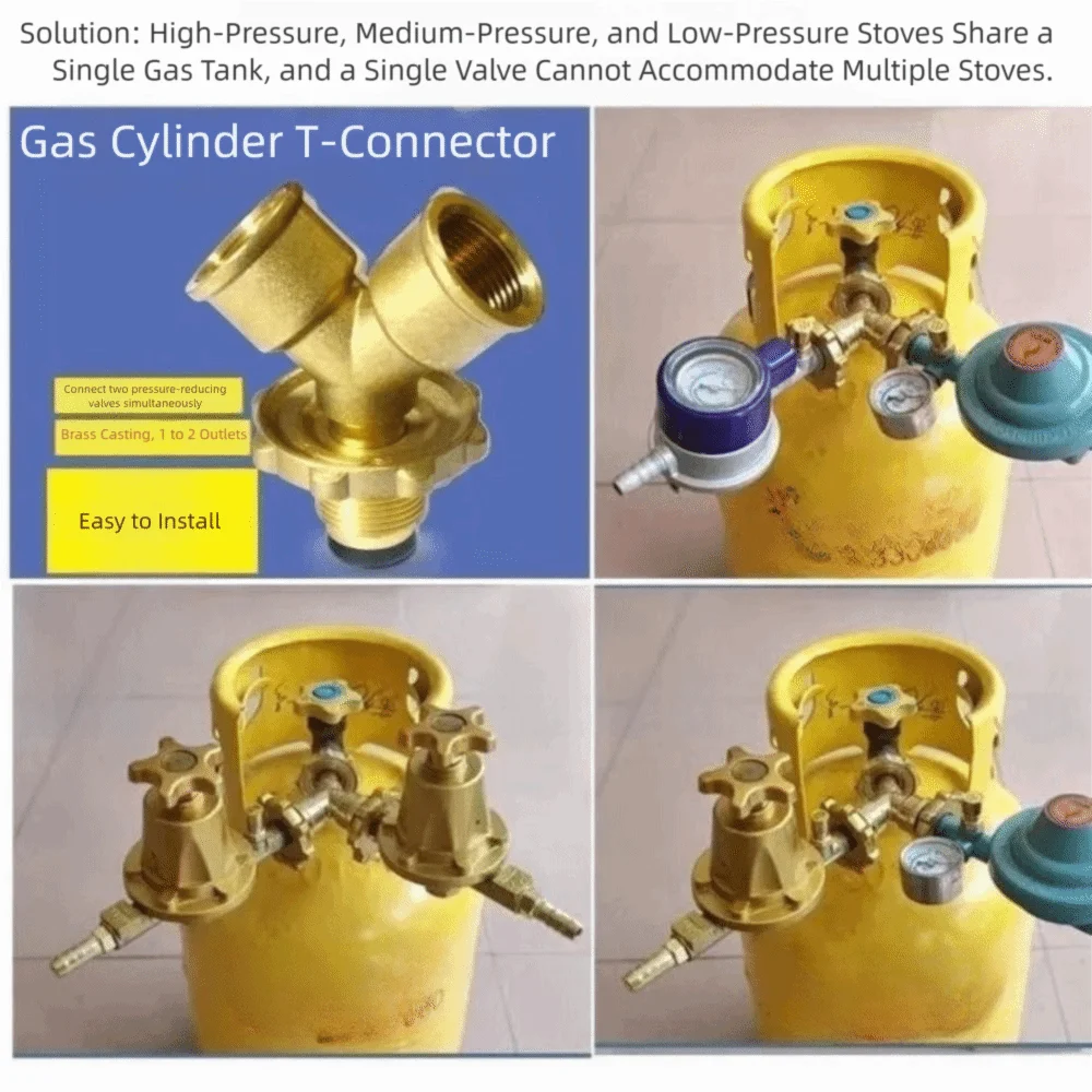 Brass Valve Fittings 4-point with switch Gas Splitter Adapter Fire stove diversion Y-shaped Gas tap changer Liquefied gas tank
