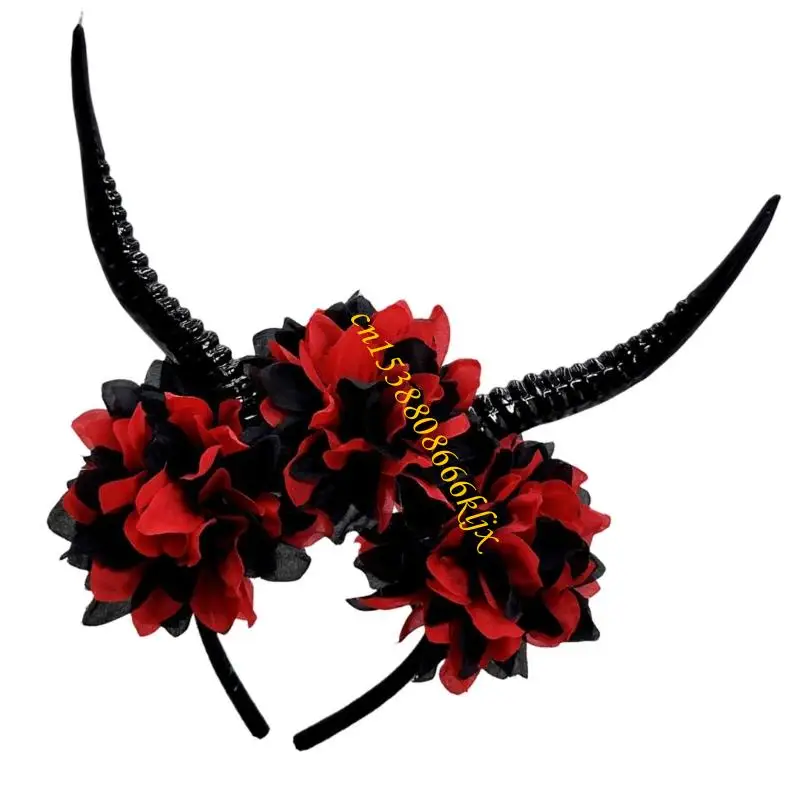 Nhựa hoa linh dương sừng sợi tóc Ánh sáng trang phục Halloween Trang trí tóc trang trí tóc cho trẻ người lớn 066C
