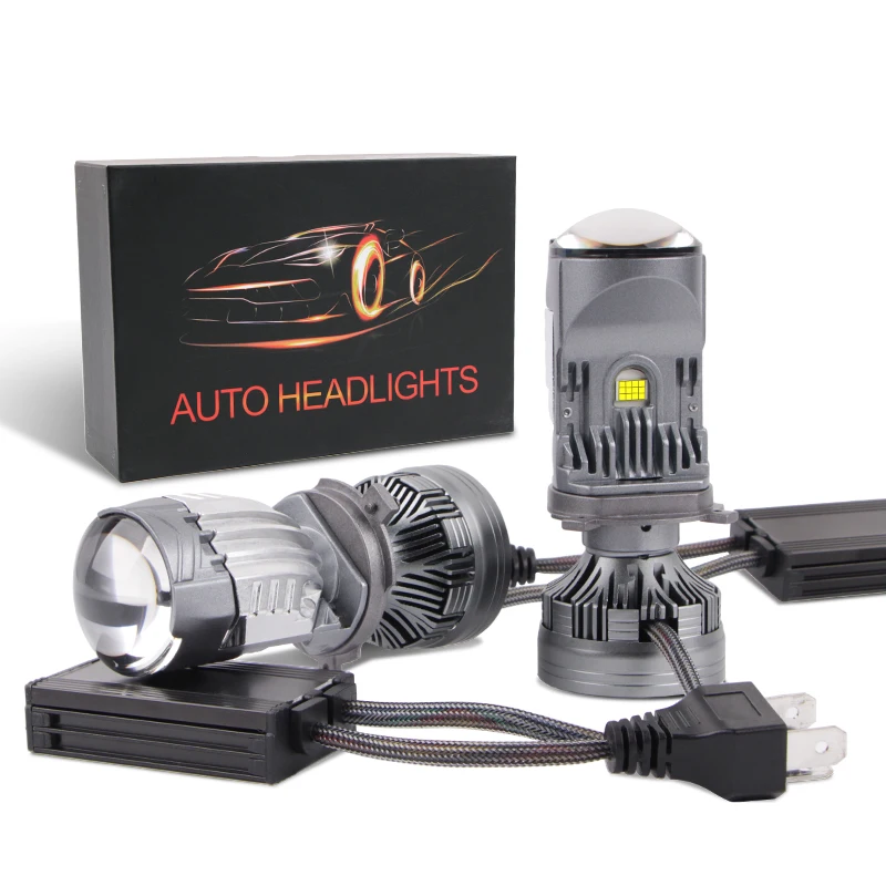 

MO1U H4 Mini Projector Lens Car Headlights High Low Light 120W 6000K Bi LED Projector H4 Led Headlight