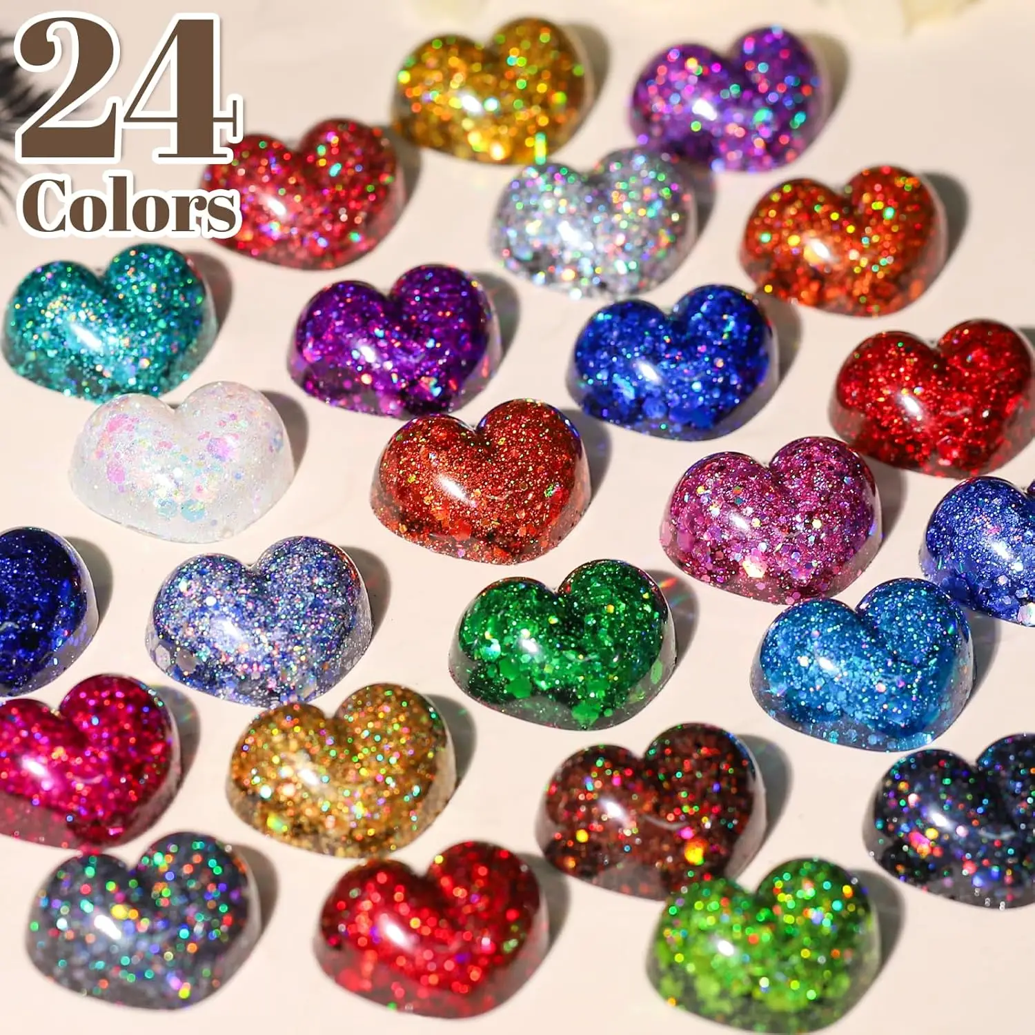 

24Jar Holographic Mixed Size Hexagon Glitter Nail Sequins Sparkly Chunky Chameleon Nail Flakes DIY Manicure/eye Shadow Decor FB0