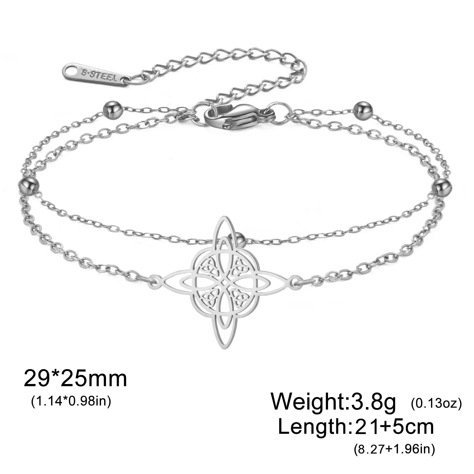 Kkjoy Hexenknoten Keltischer Vierzackiger Stern Fußkettchen Edelstahl Fußschmuck Sommer Strand Amulett Geschenk für Frauen Mädchen – Detail 4