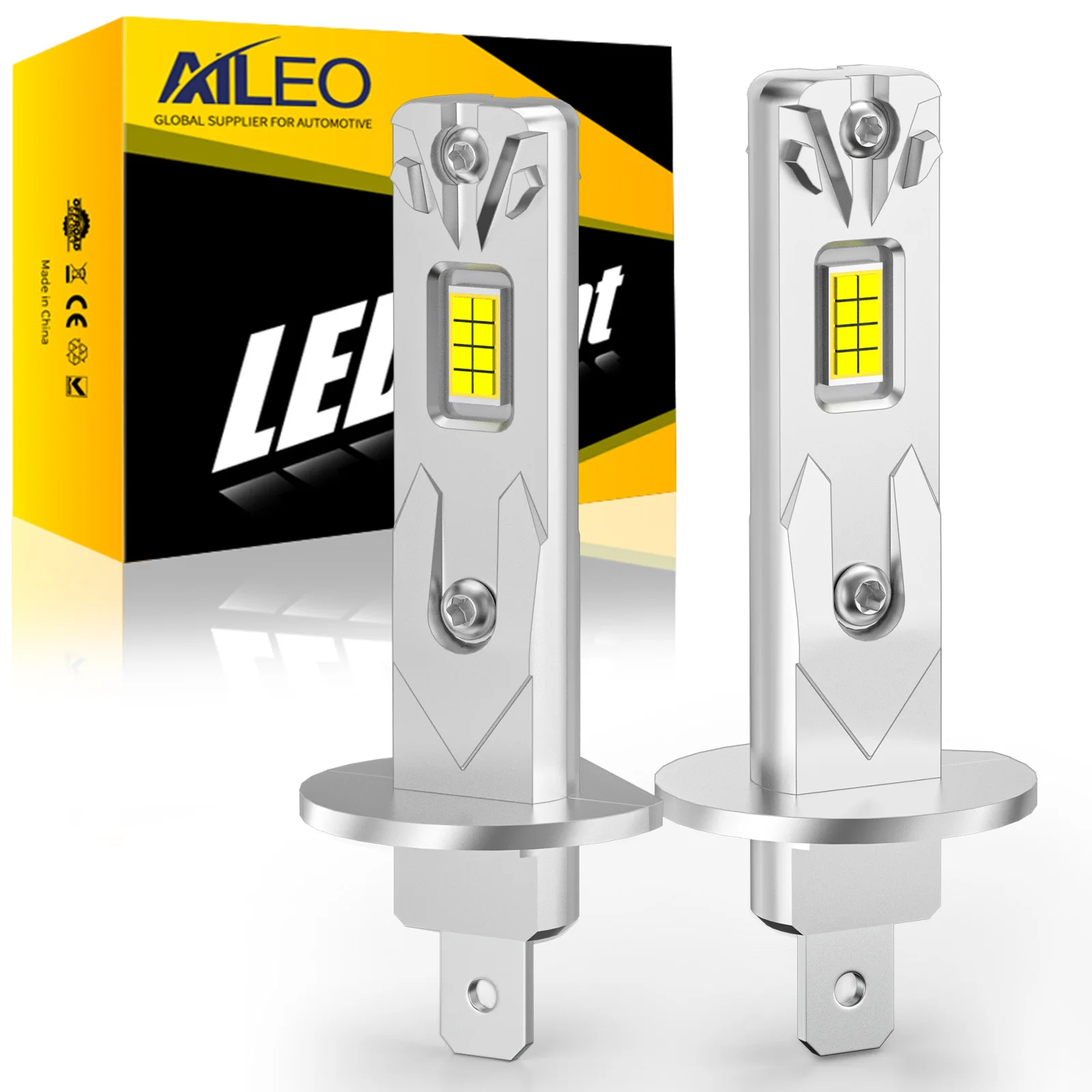 AILEO H1 LED Headlights 20000LM 60W 3 Colors 6500K 4300K 3000K Fanless CSP 12V LED H1 Quick Install Car Headlight Bulbs