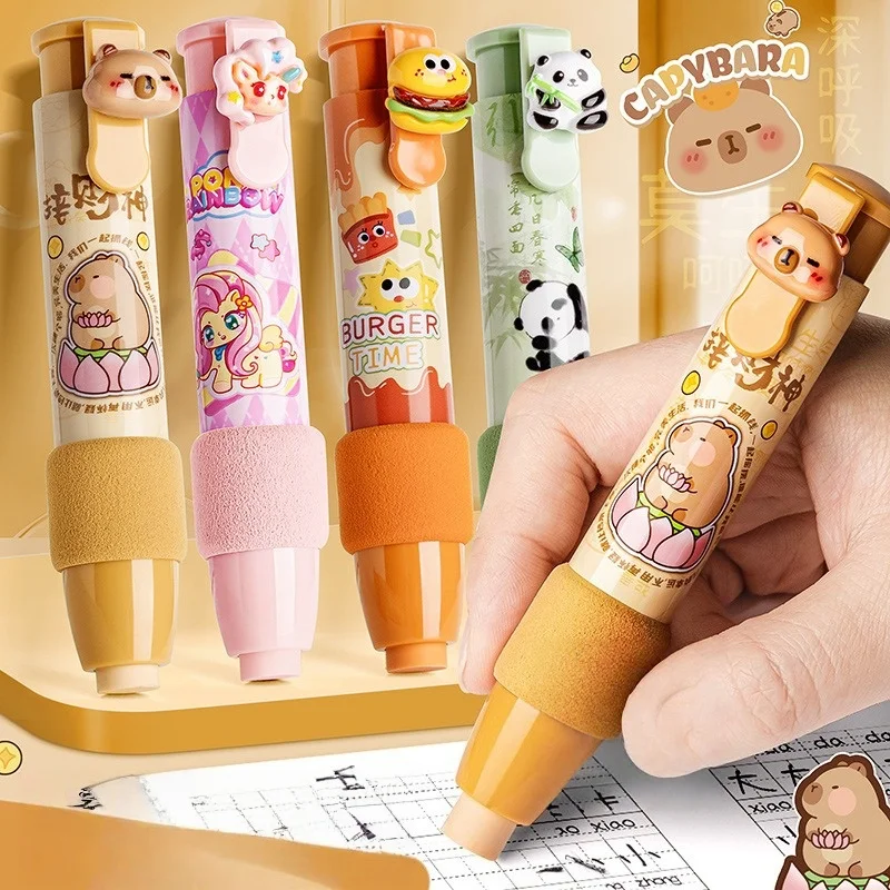 Push-Pull Cartoon-Radiergummi für Kinder, sauber radierend, ohne Spuren, mit Staubabsaugung, einziehbares Design für Grundschüler, Schulbedarf