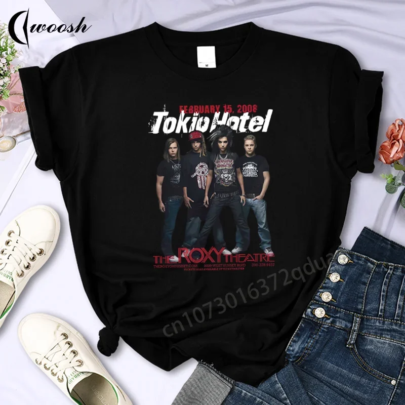 Germany Rock Band Tokio Hotel Beyond The World Tour Womens Fashion Casual Cotton Short Sleeve T Shirt Hip Hop Fans Punk Tee Tops