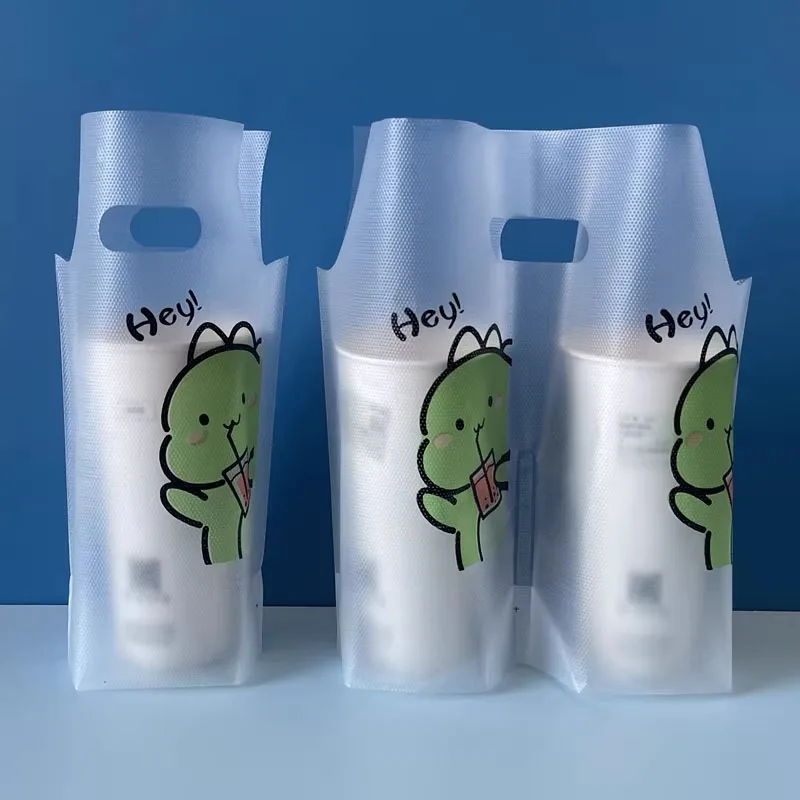

100Pcs 500/700ml Transparent Milk Tea Packaging Bag Single/Double Cup Beverage Plastic Bags Portable Drinks Takeaway Pouches