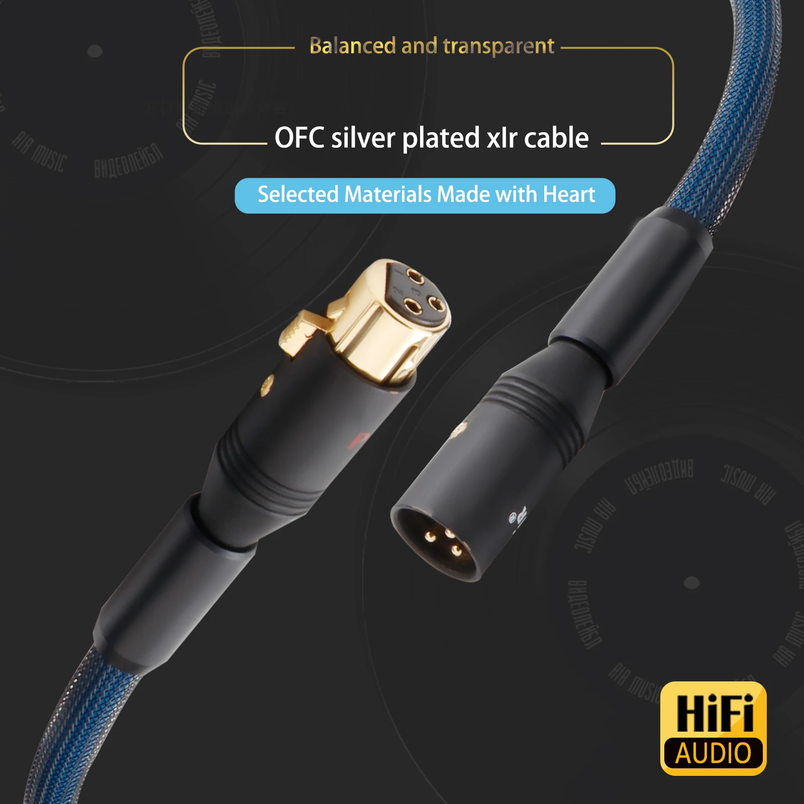 Pair OFC copper XLR Calbe 3-pin XLR balanced audio line fever audiophile grade amplifier Mixer