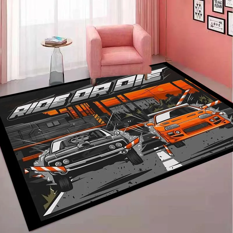 Entrance Door Mats JDM Cool Racing Car Welcome Carpet Bathroom Kitchen Long Corridor Carpet Non-Slip Living Room Rug Home Decor