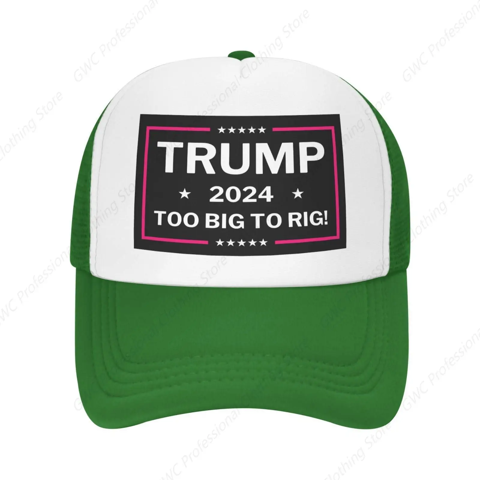 

Trump 2024 - Too Big to Rig Pro Trump Vote Trump Girls F Biden Mesh Baseball Cap Dad Women Men Trucker Hat Green